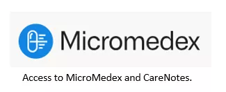MicroMedex Logo with text that says Access to MicroMedex and CareNotes.